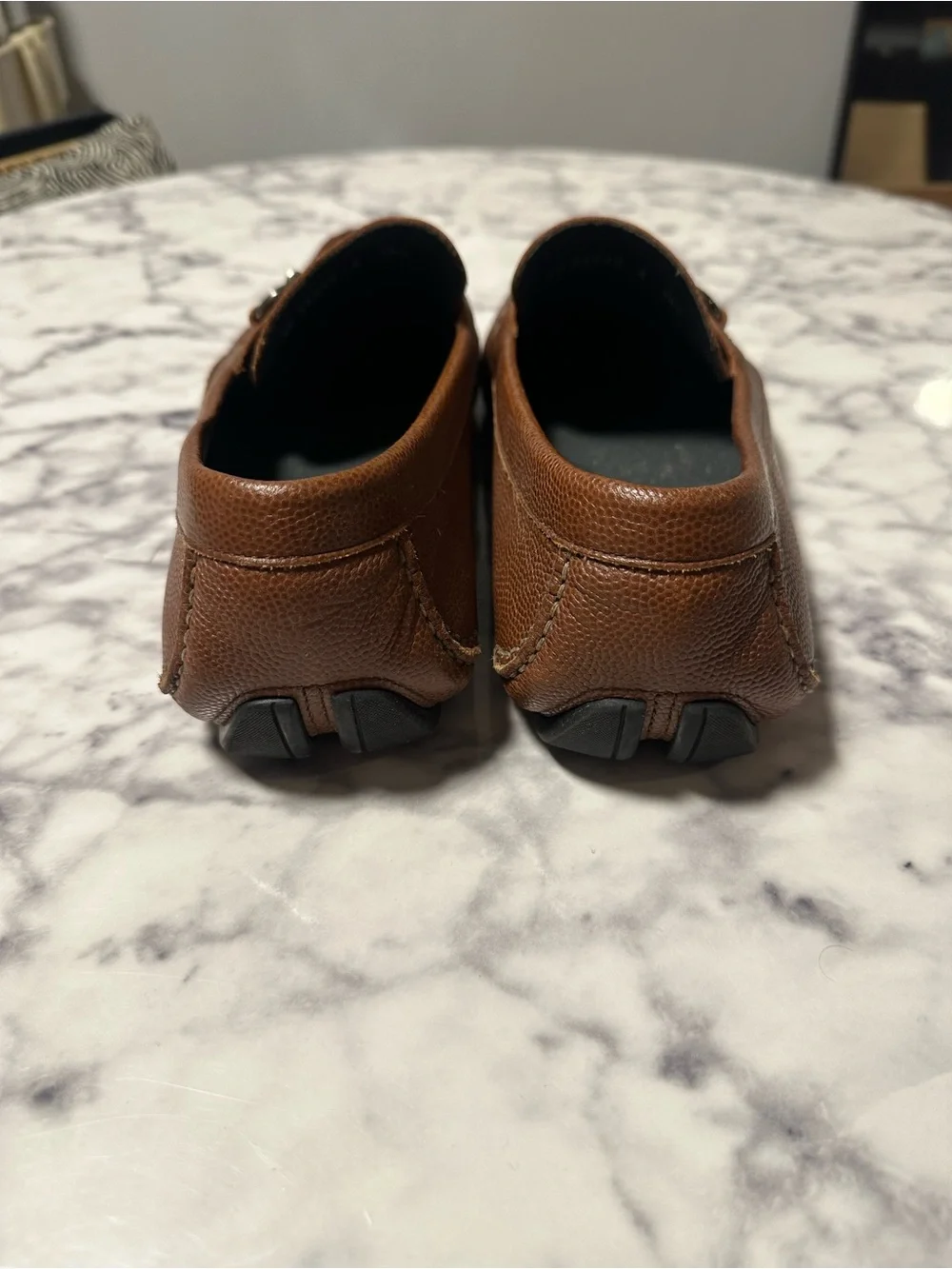 Salvatore Ferragamo Brown Pebbled Leather Bit Loafers